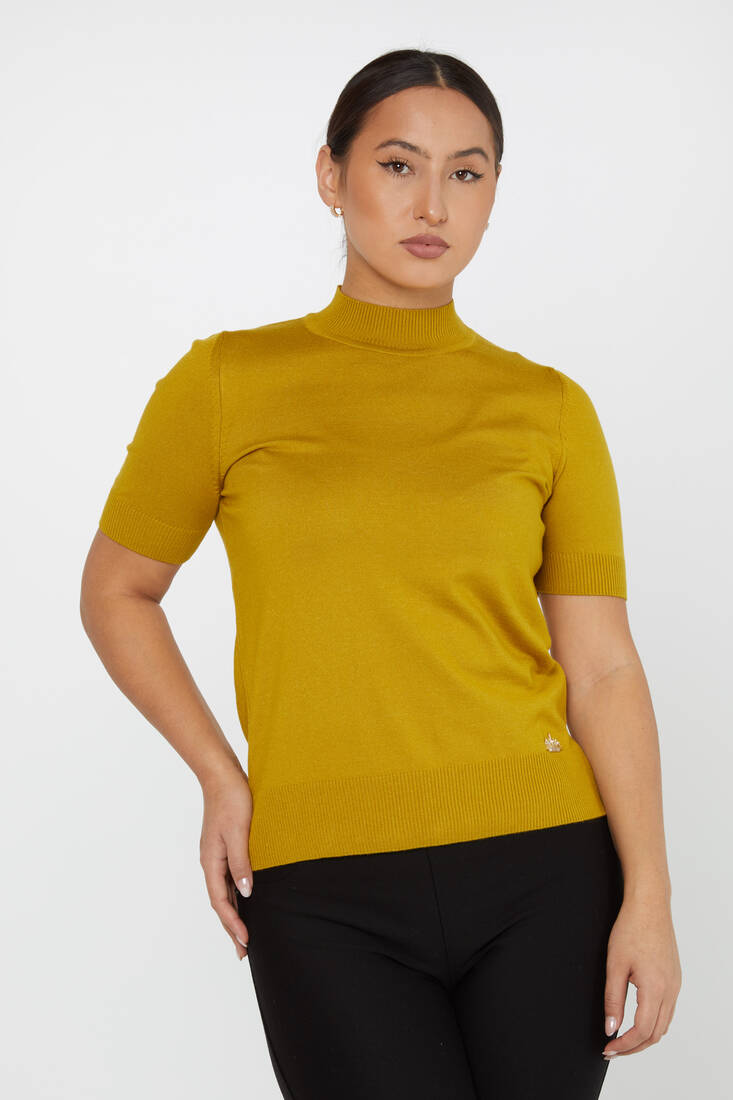 Women's Knitwear American Model Basic Saffron - 14541 | KAZEE