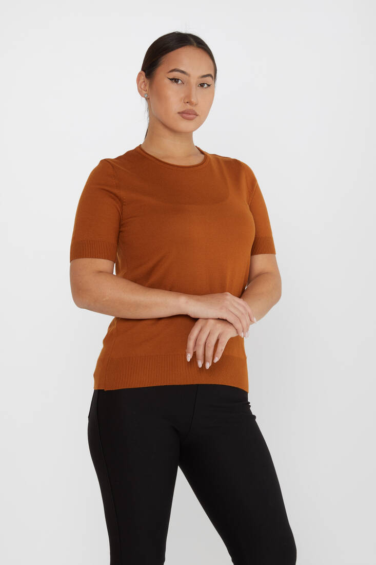 Women's Knitwear American Model Basic Tan - 15943 | KAZEE