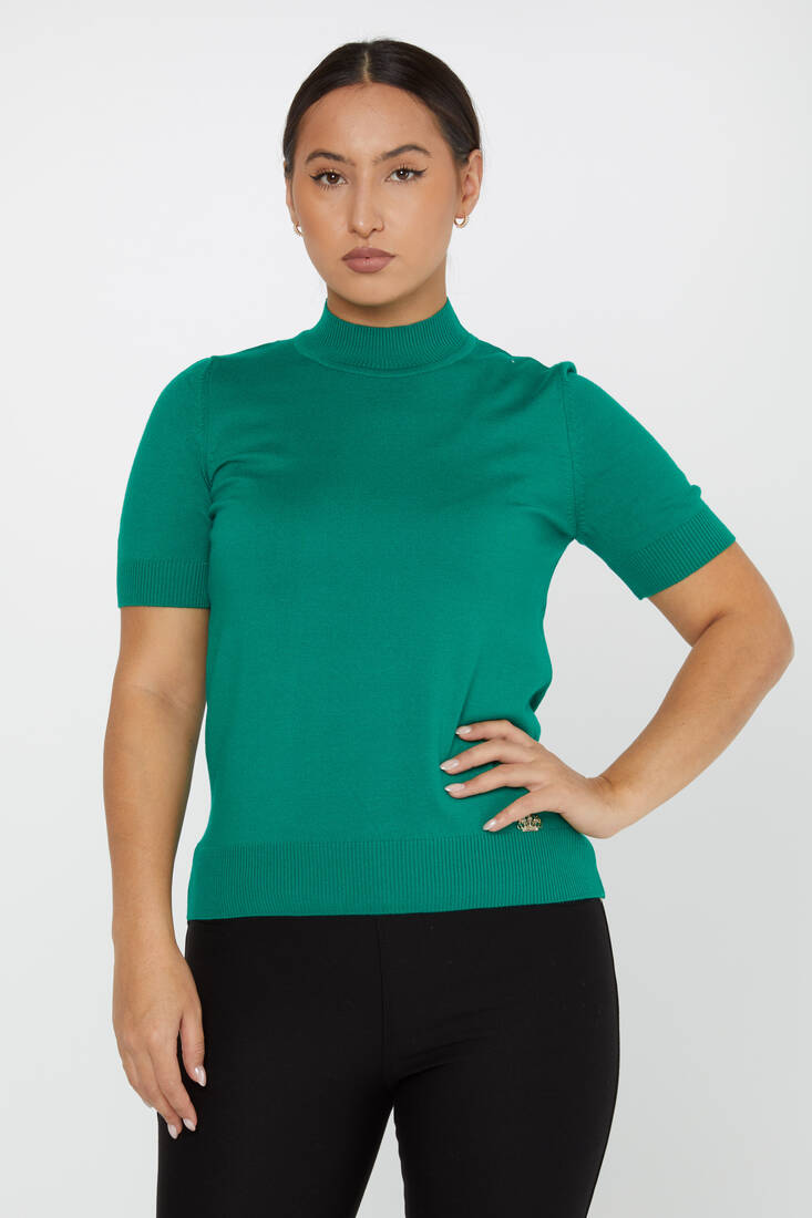 Women's Knitwear American Model Basic Emerald - 14541 | KAZEE