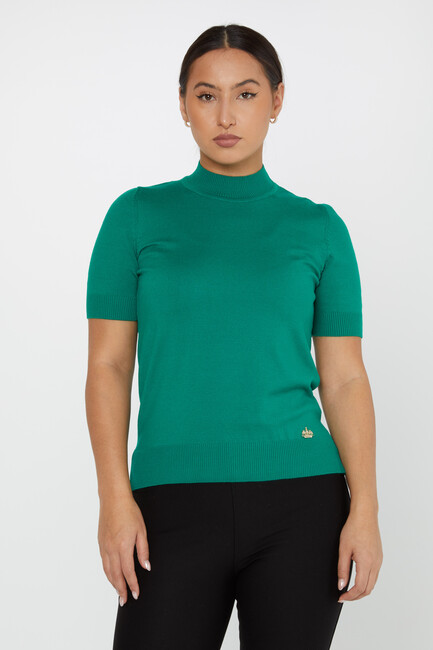 Women's Knitwear American Model Basic Emerald - 14541 | KAZEE - Thumbnail