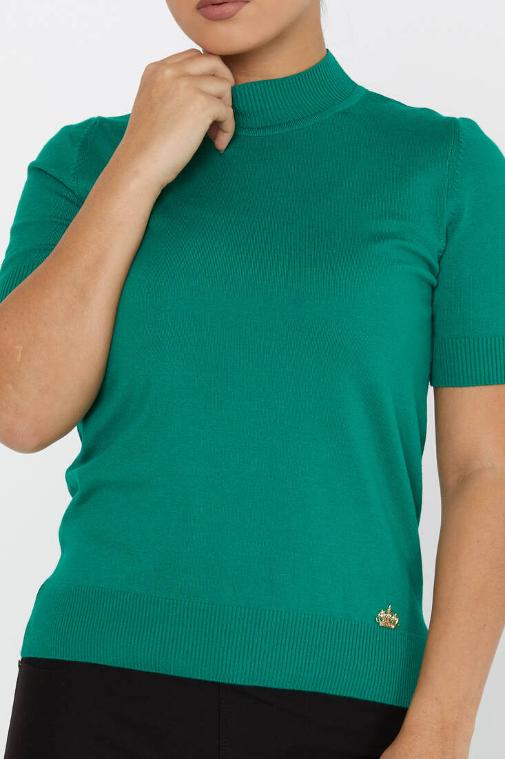 Women's Knitwear American Model Basic Emerald - 14541 | KAZEE