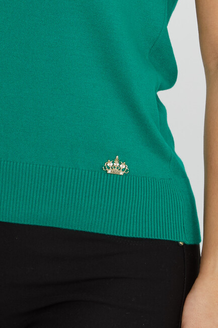 Women's Knitwear American Model Basic Emerald - 14541 | KAZEE - Thumbnail