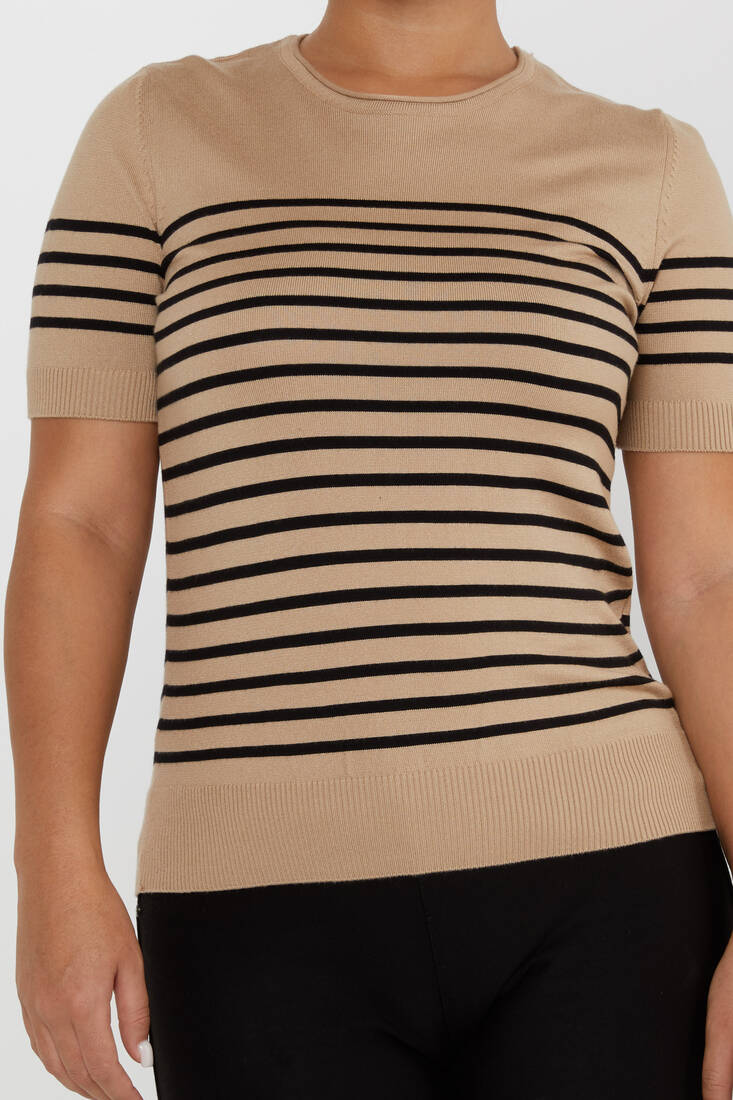 Women's Knitwear American Model Beige - 30396 | KAZEE