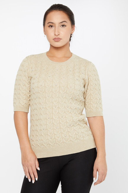 Women's Knitwear American Model Beige - 30773 | KAZEE - Thumbnail