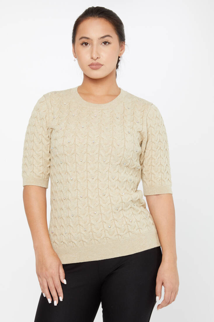 Women's Knitwear American Model Beige - 30773 | KAZEE