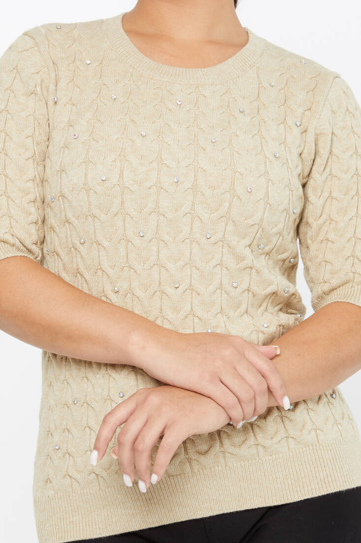 Women's Knitwear American Model Beige - 30773 | KAZEE