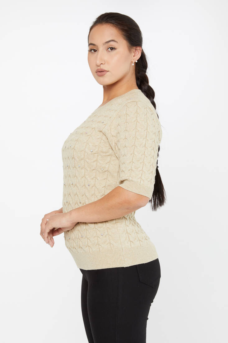 Women's Knitwear American Model Beige - 30773 | KAZEE