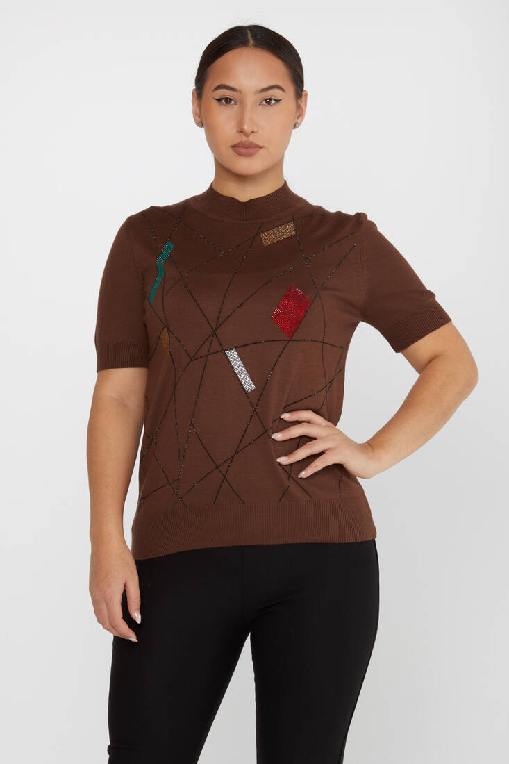 Women's Knitwear American Model Brown - 30078 | KAZEE