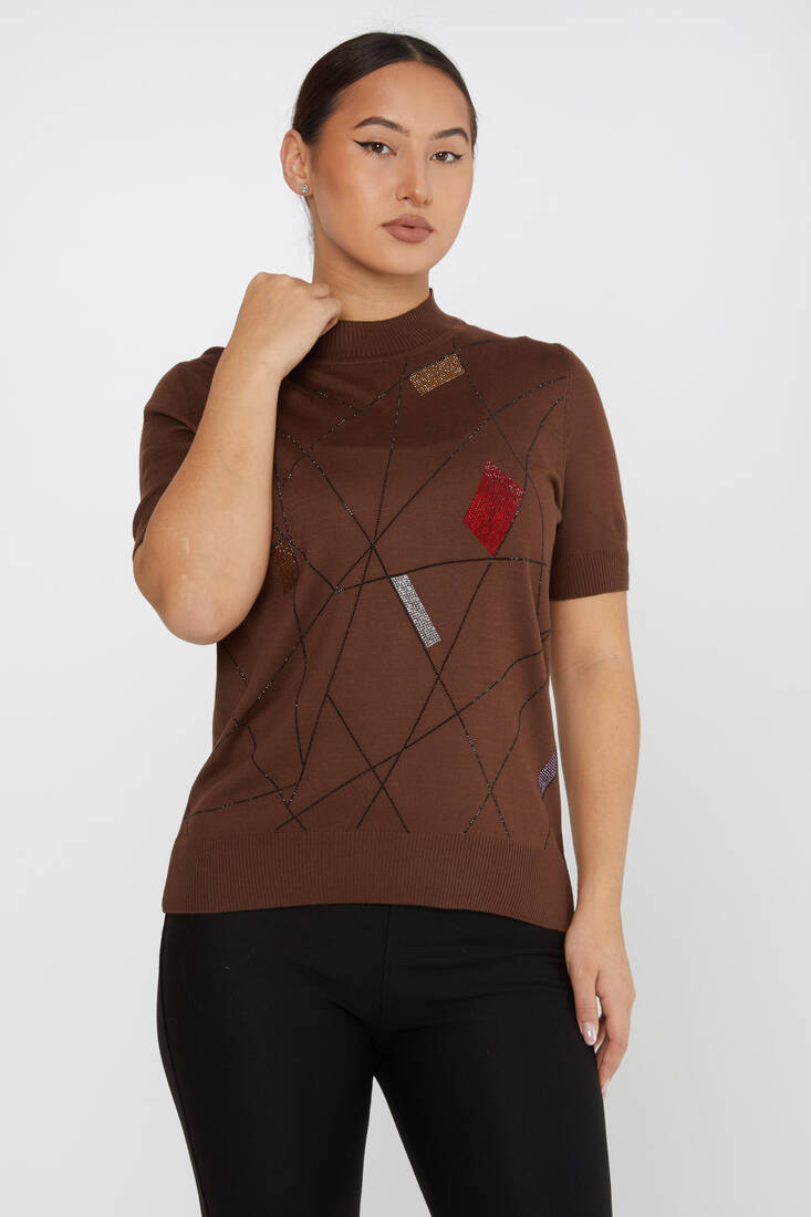 Women's Knitwear American Model Brown - 30078 | KAZEE