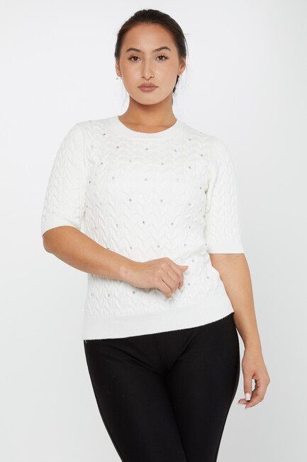 Women's Knitwear American Model Ecru - 30773 | KAZEE - Thumbnail