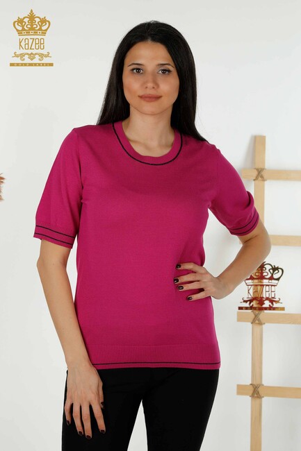 Women's Knitwear American Model Fuchsia - 30110 | KAZEE - Thumbnail