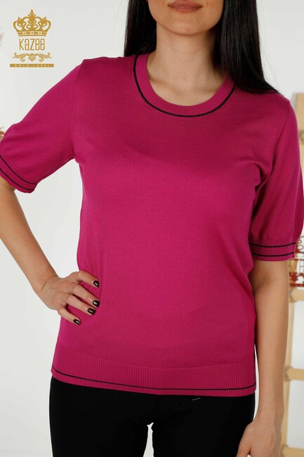 Women's Knitwear American Model Fuchsia - 30110 | KAZEE - Thumbnail