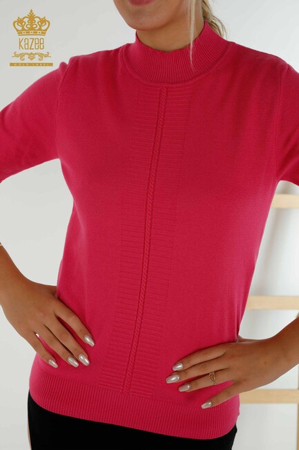 Women's Knitwear American Model Fuchsia - 30334 | KAZEE - Thumbnail