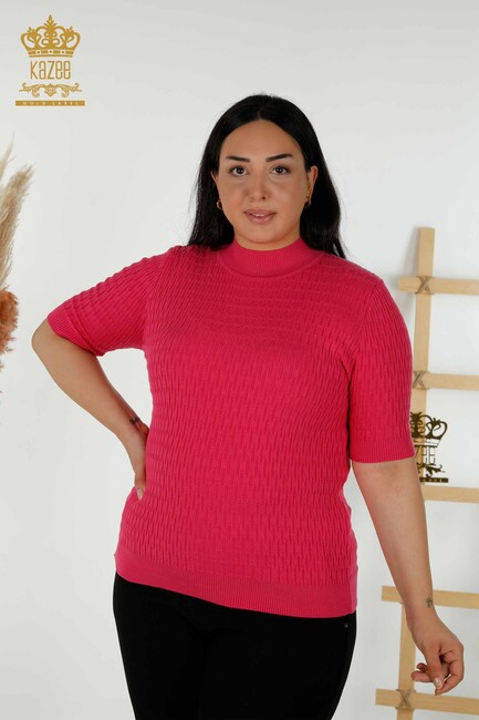 Women's Knitwear American Model Fuchsia - 30338 | KAZEE - Thumbnail