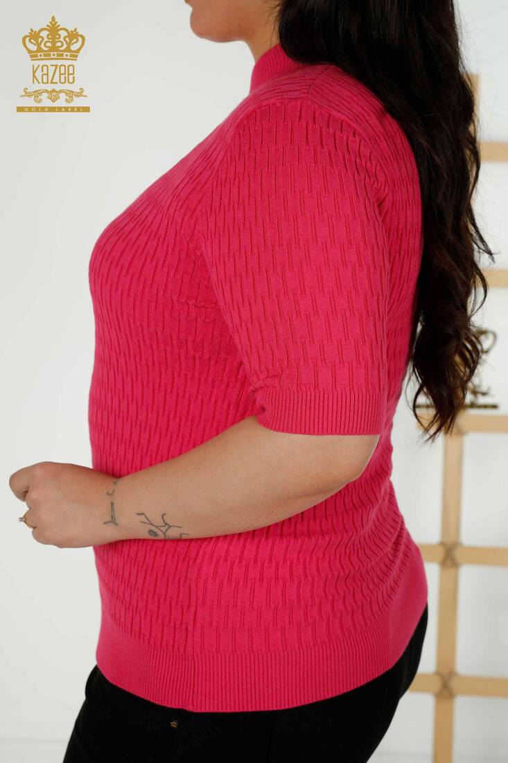 Women's Knitwear American Model Fuchsia - 30338 | KAZEE