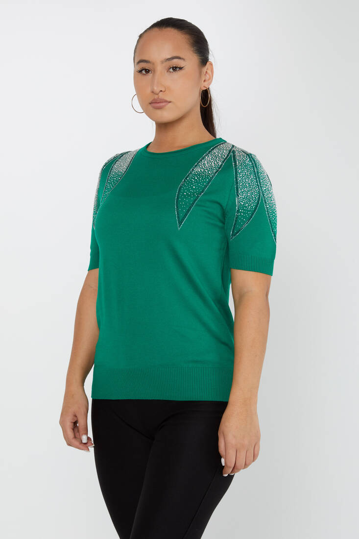 Women's Knitwear American Model Green - 31238 | KAZEE