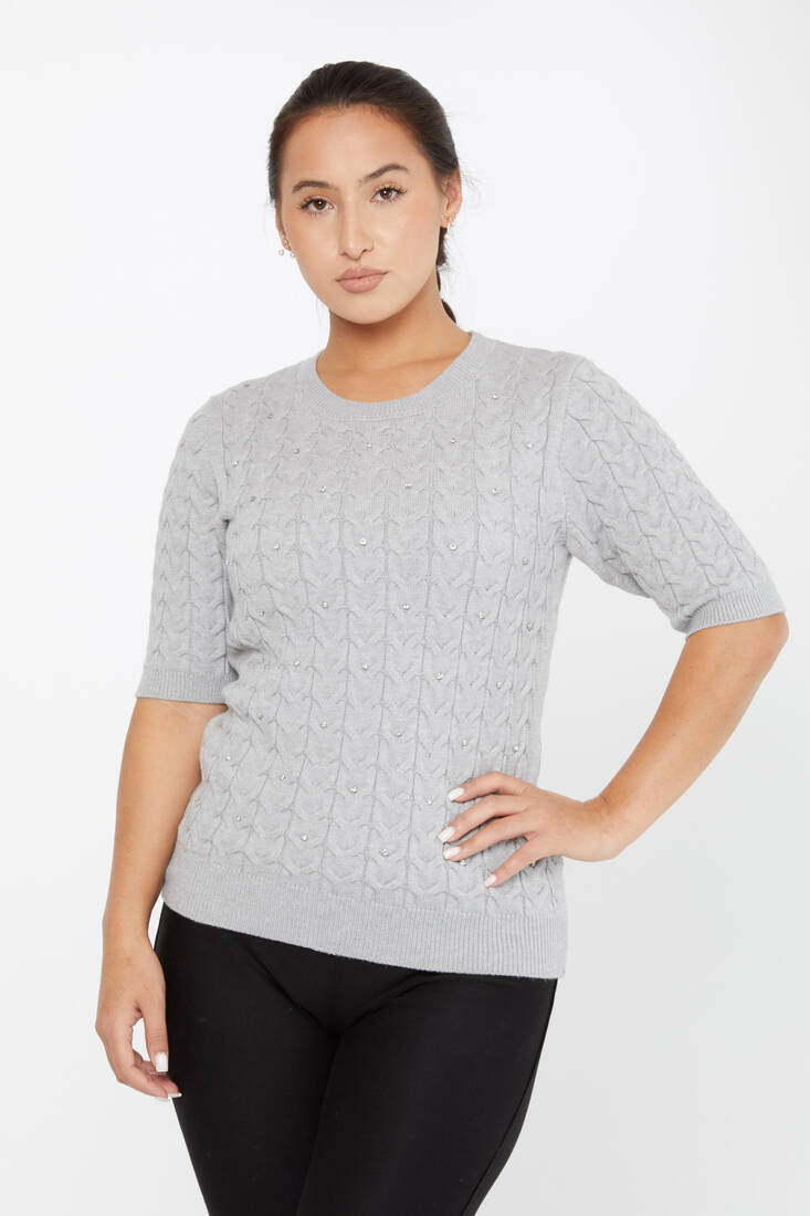 Women's Knitwear American Model Gray - 30773 | KAZEE