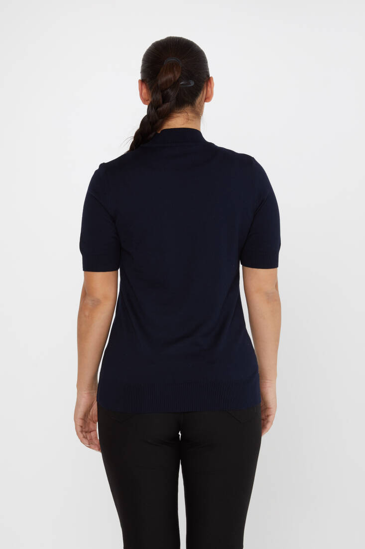 Women's Knitwear American Model Stone Navy Blue - 31543 | KAZEE