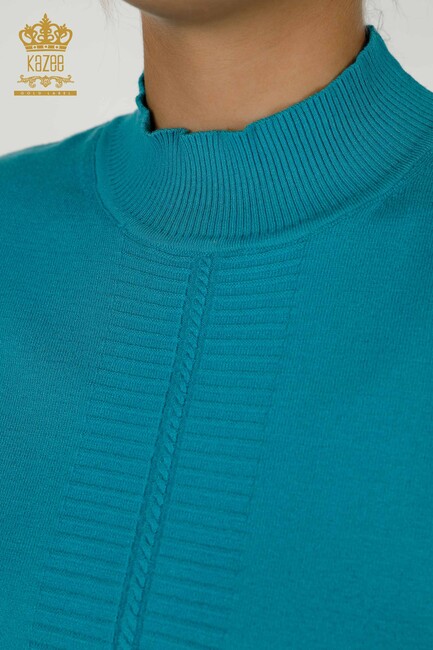 Women's Knitwear American Model Turquoise - 30334 | KAZEE - Thumbnail