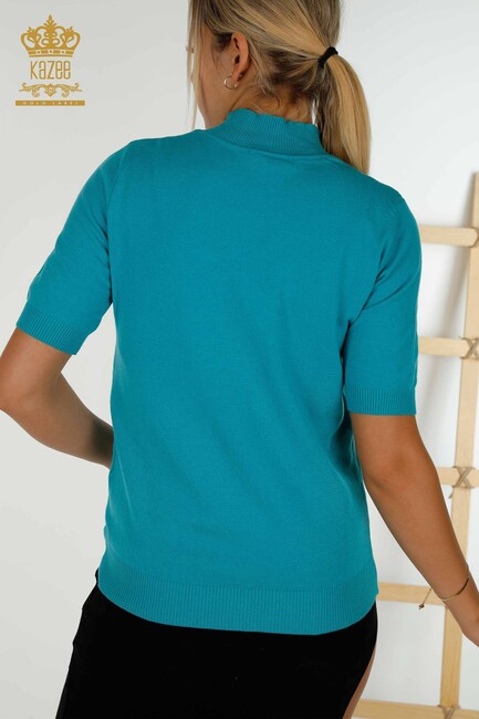 Women's Knitwear American Model Turquoise - 30334 | KAZEE - Thumbnail