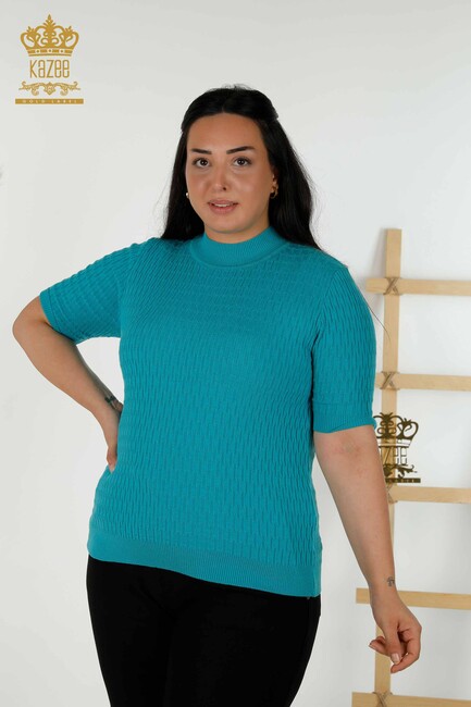 Women's Knitwear American Model Turquoise - 30338 | KAZEE - Thumbnail