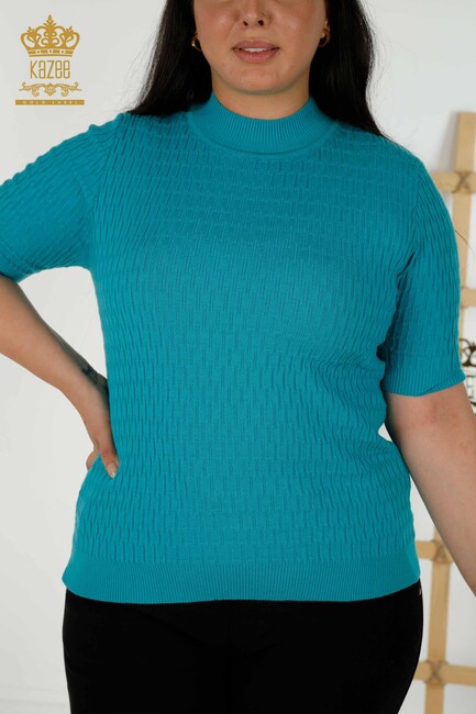 Women's Knitwear American Model Turquoise - 30338 | KAZEE - Thumbnail