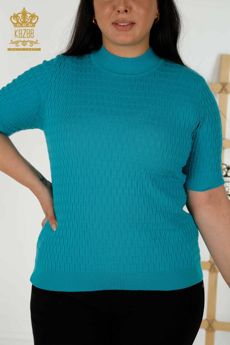 Women's Knitwear American Model Turquoise - 30338 | KAZEE