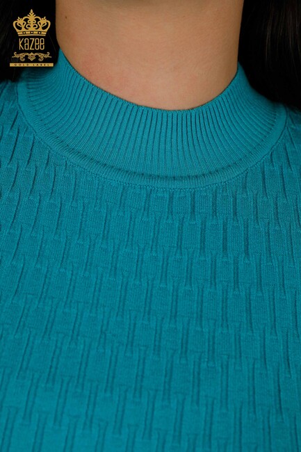 Women's Knitwear American Model Turquoise - 30338 | KAZEE - Thumbnail