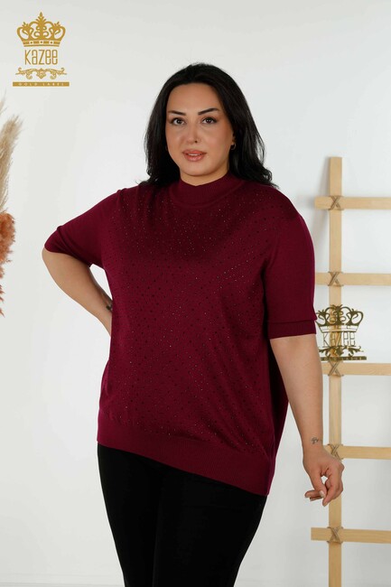 Women's Knitwear American Model Magenta - 16950 | KAZEE - Thumbnail