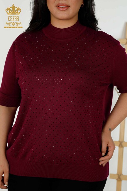 Women's Knitwear American Model Magenta - 16950 | KAZEE - Thumbnail