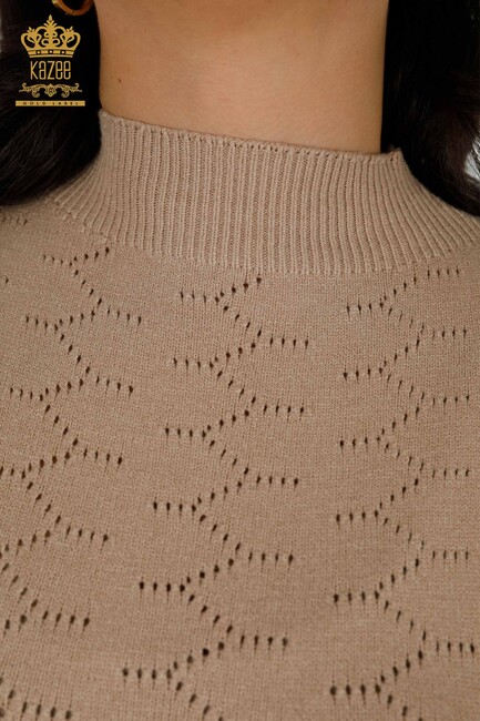 Women's Knitwear Balloon Sleeve Beige - 30341 | KAZEE - Thumbnail