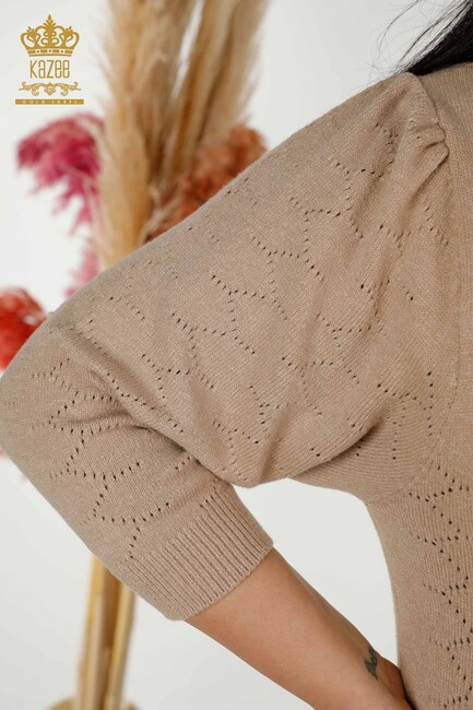 Women's Knitwear Balloon Sleeve Beige - 30341 | KAZEE - Thumbnail