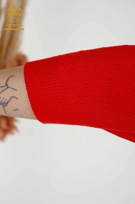 Women's Knitwear Balloon Sleeve Red - 30341 | KAZEE - Thumbnail