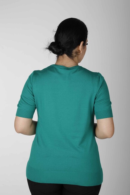 Women's Knitwear Basic American Model Emerald - 15943 | KAZEE - Thumbnail