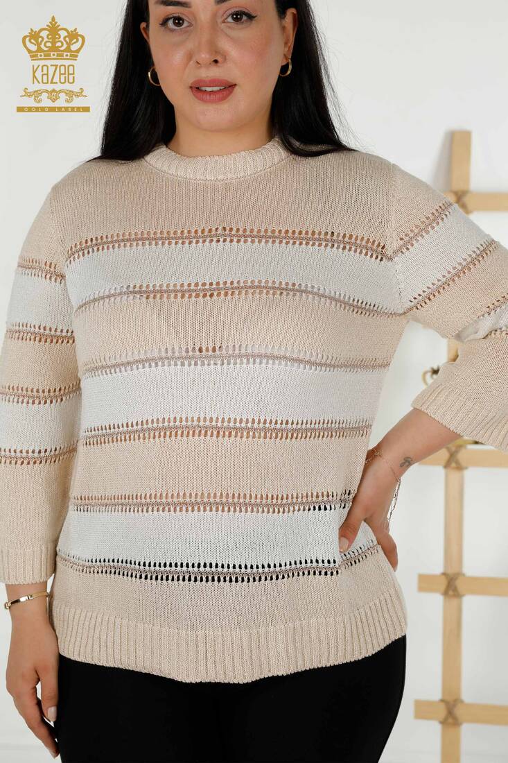 Women's Knitwear Basic Beige-Bone- 30298 | KAZEE