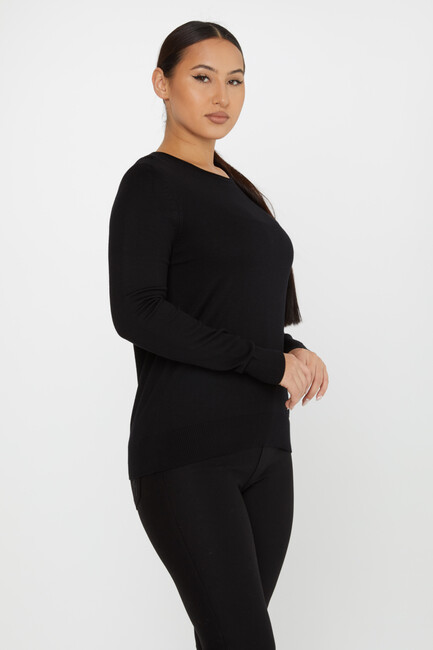 Women's Knitwear Basic Crew Neck Black - 30899 | KAZEE - Thumbnail