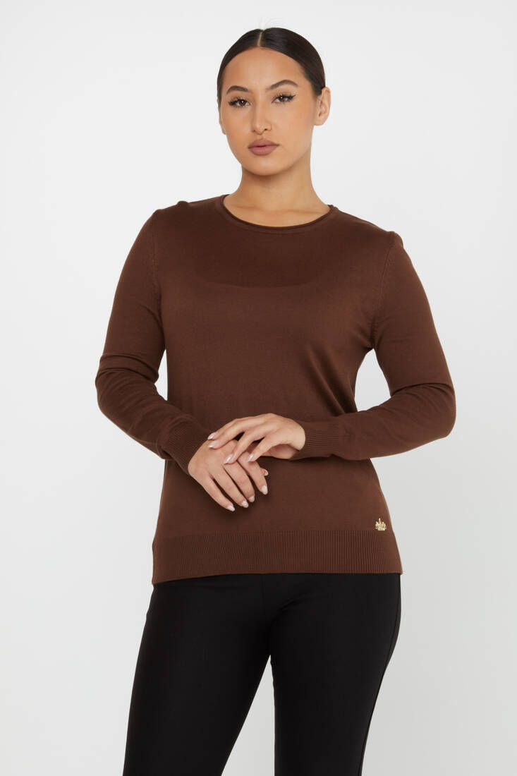 Women's Knitwear Basic Crew Neck Brown - 30899 | KAZEE