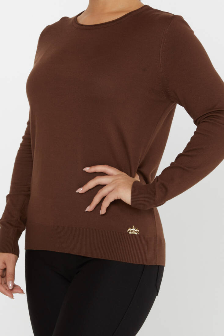 Women's Knitwear Basic Crew Neck Brown - 30899 | KAZEE