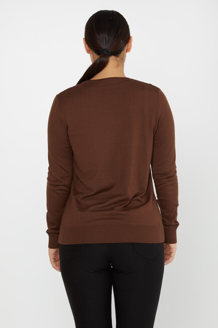 Women's Knitwear Basic Crew Neck Brown - 30899 | KAZEE - Thumbnail