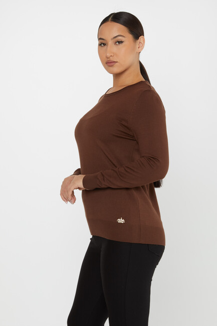 Women's Knitwear Basic Crew Neck Brown - 30899 | KAZEE - Thumbnail