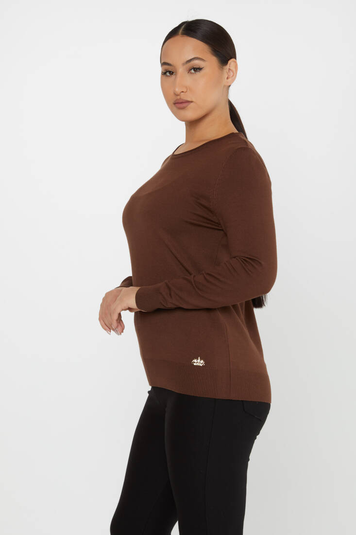 Women's Knitwear Basic Crew Neck Brown - 30899 | KAZEE