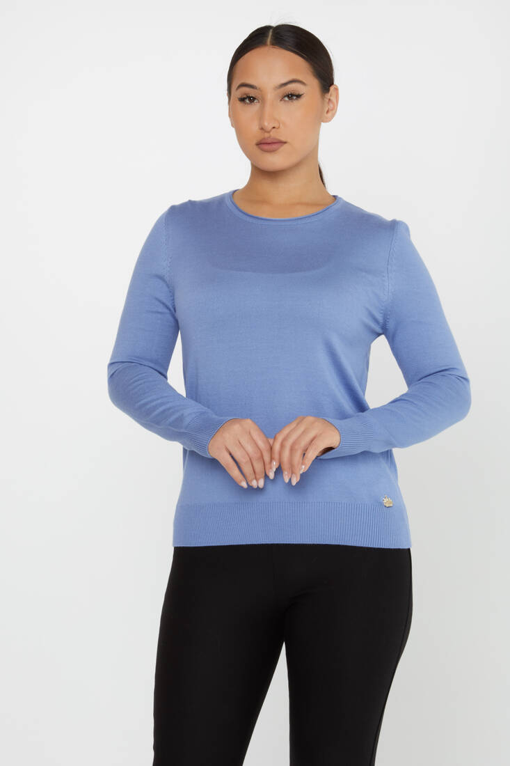 Women's Knitwear Basic Crew Neck Dark Blue - 30899 | KAZEE