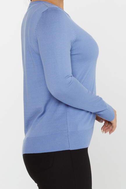 Women's Knitwear Basic Crew Neck Dark Blue - 30899 | KAZEE - Thumbnail