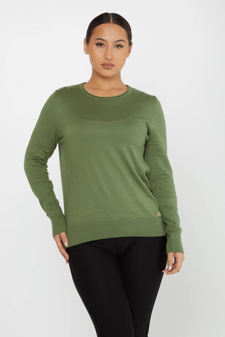 Women's Knitwear Basic Crew Neck Khaki - 30899 | KAZEE