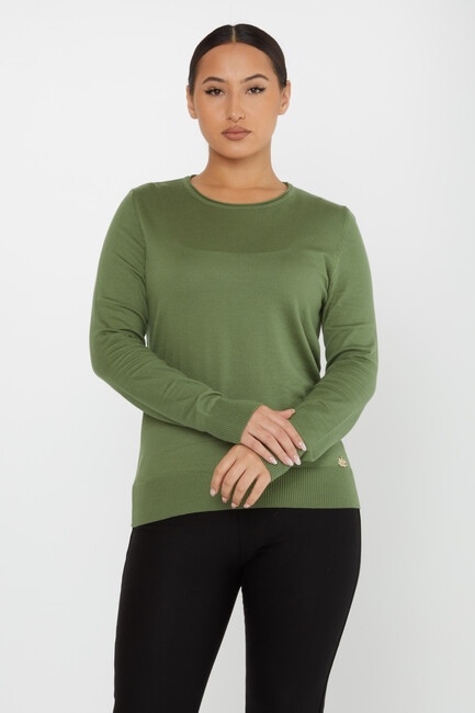 Women's Knitwear Basic Crew Neck Khaki - 30899 | KAZEE - Thumbnail