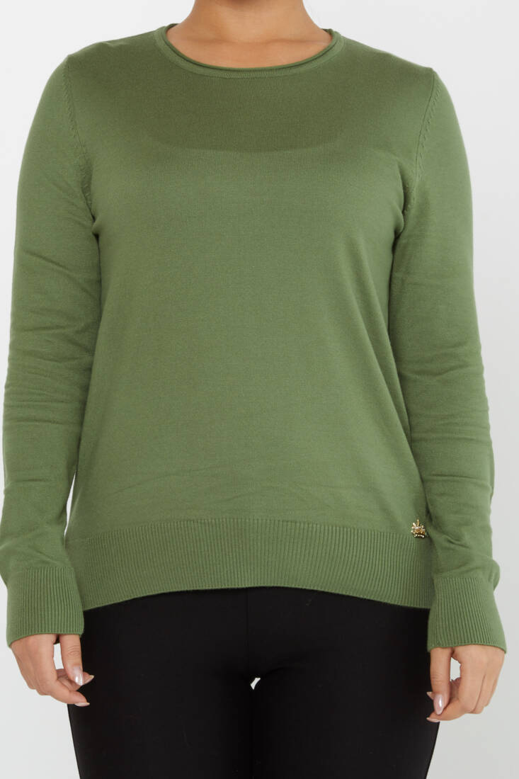 Women's Knitwear Basic Crew Neck Khaki - 30899 | KAZEE