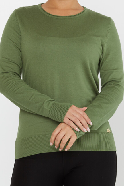 Women's Knitwear Basic Crew Neck Khaki - 30899 | KAZEE - Thumbnail