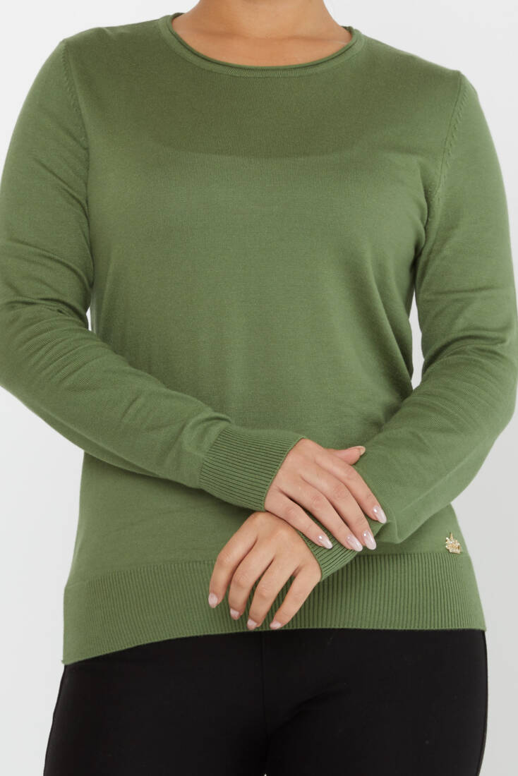 Women's Knitwear Basic Crew Neck Khaki - 30899 | KAZEE