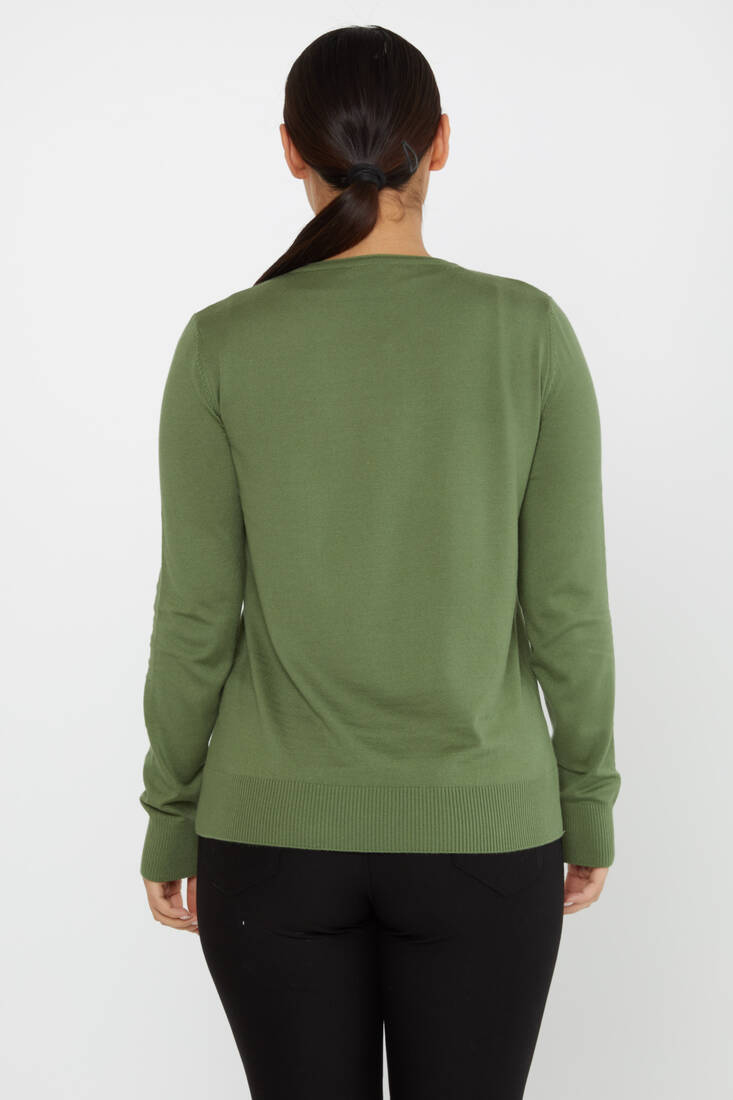 Women's Knitwear Basic Crew Neck Khaki - 30899 | KAZEE