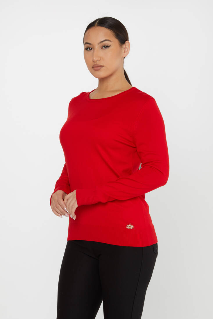 Women's Knitwear Basic Crew Neck Red - 30899 | KAZEE